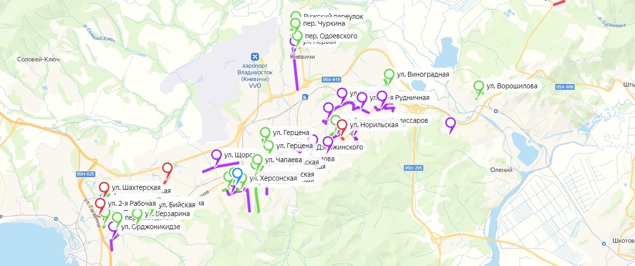 Карта ремонта автомобильных дорог Артемовского городского округа.